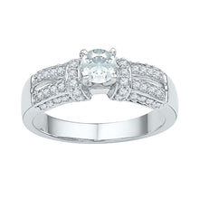  10k White Gold Womens Round Synthetic Sapphire Solitaire Ring 3/4 Cttw