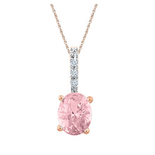  10k Rose Gold Womens Oval Synthetic Morganite Solitaire Pendant 7/8 Cttw