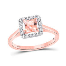  10k Rose Gold Womens Princess Morganite Diamond Solitaire Ring 1/3 Cttw