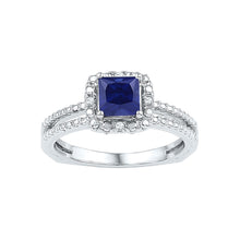  Sterling Silver Womens Princess Synthetic Blue Sapphire Solitaire Ring 7/8 Cttw