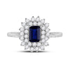 10k White Gold Womens Emerald Synthetic Blue Sapphire Solitaire Ring 1-1/3 Cttw