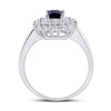 10k White Gold Womens Emerald Synthetic Blue Sapphire Solitaire Ring 1-1/3 Cttw