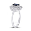 10k White Gold Womens Emerald Synthetic Blue Sapphire Solitaire Ring 1-1/3 Cttw
