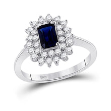  10k White Gold Womens Emerald Synthetic Blue Sapphire Solitaire Ring 1-1/3 Cttw
