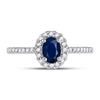 10k White Gold Womens Oval Synthetic Blue Sapphire Solitaire Ring 3/4 Cttw