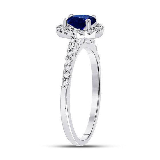 10k White Gold Womens Oval Synthetic Blue Sapphire Solitaire Ring 3/4 Cttw