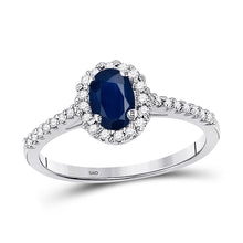  10k White Gold Womens Oval Synthetic Blue Sapphire Solitaire Ring 3/4 Cttw