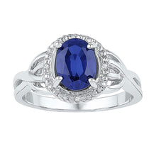  Sterling Silver Womens Oval Synthetic Blue Sapphire Solitaire Ring 1-5/8 Cttw