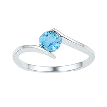  10k White Gold Womens Round Synthetic Blue Topaz Solitaire Ring 7/8 Cttw