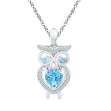  Sterling Silver Womens Heart Synthetic Blue Topaz Owl Pendant 1 Cttw