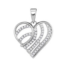  10k White Gold Womens Round Diamond Heart Pendant 1/4 Cttw