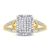 10k Yellow Gold Womens Round Diamond Cluster Ring 1/6 Cttw