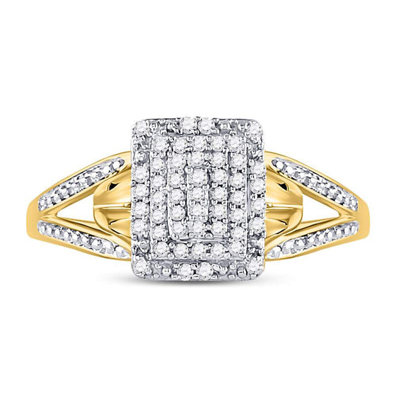 10k Yellow Gold Womens Round Diamond Cluster Ring 1/6 Cttw