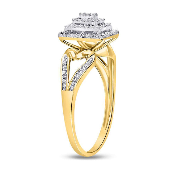 10k Yellow Gold Womens Round Diamond Cluster Ring 1/6 Cttw
