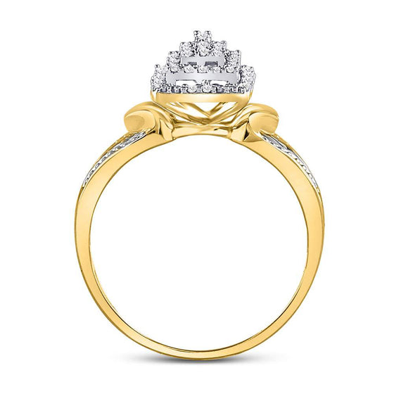 10k Yellow Gold Womens Round Diamond Cluster Ring 1/6 Cttw