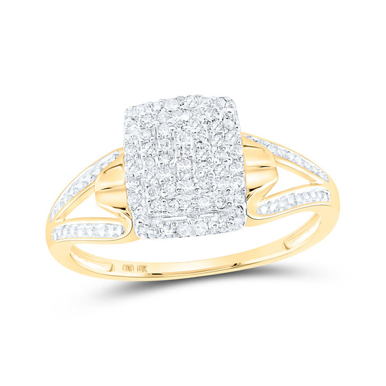 10k Yellow Gold Womens Round Diamond Cluster Ring 1/6 Cttw