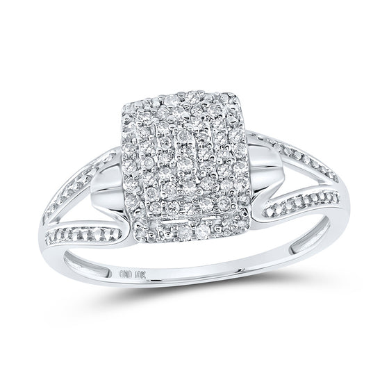10k White Gold Womens Round Diamond Cluster Ring 1/6 Cttw