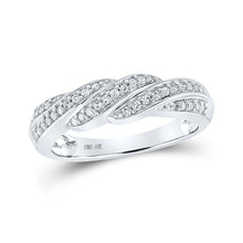  10k White Gold Womens Round Diamond Crossover Band Ring 1/4 Cttw
