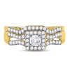 14k Yellow Gold Princess Diamond Bridal Wedding Ring Band Set 5/8 Cttw