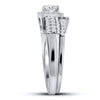 14k White Gold Princess Diamond Bridal Wedding Ring Band Set 7/8 Cttw