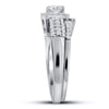 14k White Gold Princess Diamond Bridal Wedding Ring Band Set 7/8 Cttw