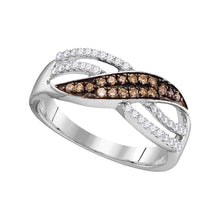  10k White Gold Womens Round Brown Diamond Band Ring 1/3 Cttw