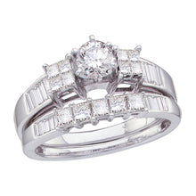  14k White Gold Round Diamond Bridal Wedding Ring Band Set 1 Cttw