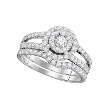  14k White Gold Round Diamond Bridal Wedding Ring Band Set 1 Cttw