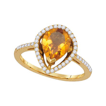  14k Yellow Gold Womens Pear Citrine Diamond Teardrop Solitaire Ring 1-5/8 Cttw