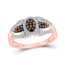  10k Rose Gold Womens Round Brown Diamond Oval Cluster Ring 1/3 Cttw