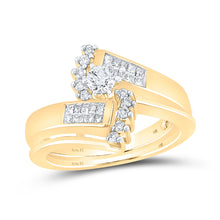  14k Yellow Gold Round Diamond Bridal Wedding Ring Band Set 1/2 Cttw