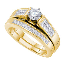  14k Yellow Gold Round Diamond Bridal Wedding Ring Band Set 1 Cttw