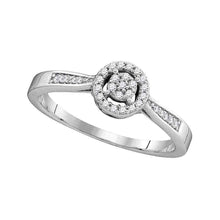  10k White Gold Round Diamond Cluster Bridal Wedding Engagement Ring 1/8 Cttw