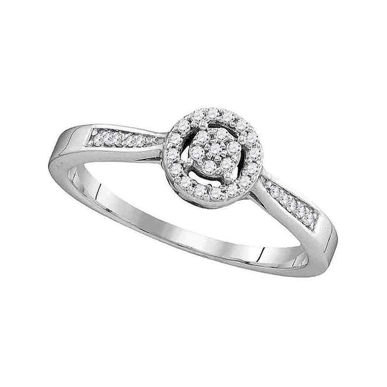 10k White Gold Round Diamond Cluster Bridal Wedding Engagement Ring 1/8 Cttw