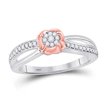  10k Two-tone Gold Womens Round Diamond Flower Cluster Ring 1/6 Cttw