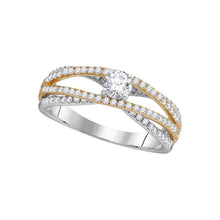  14k White Gold Round Diamond 2-tone Bridal Wedding Engagement Ring 3/4 Cttw