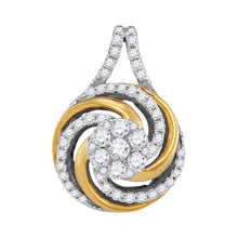  10k Two-tone Gold Womens Round Diamond Swirl Cluster Pendant 1/2 Cttw