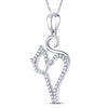 10k White Gold Womens Round Diamond Kitty Cat Animal Pendant 1/6 Cttw