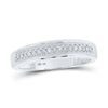 10k White Gold His Hers Round Diamond Cluster Matching Wedding Set 3/8 Cttw