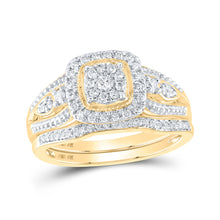  10k Yellow Gold Round Diamond Bridal Wedding Ring Band Set 3/8 Cttw