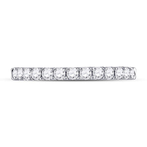 14k White Gold Womens Round Diamond Single Row Wedding Band 1/2 Cttw