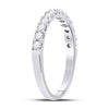 14k White Gold Womens Round Diamond Single Row Wedding Band 1/2 Cttw