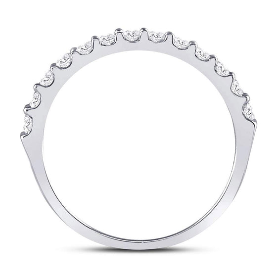 14k White Gold Womens Round Diamond Single Row Wedding Band 1/2 Cttw
