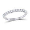 14k White Gold Womens Round Diamond Single Row Wedding Band 1/2 Cttw