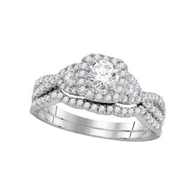  14k White Gold Round Diamond Bridal Wedding Ring Band Set 1 Cttw