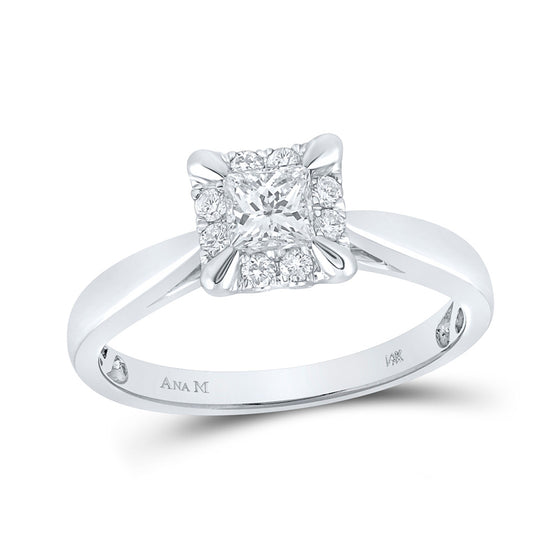 14k White Gold Princess Diamond Solitaire Bridal Wedding Engagement Ring 1/2 Cttw