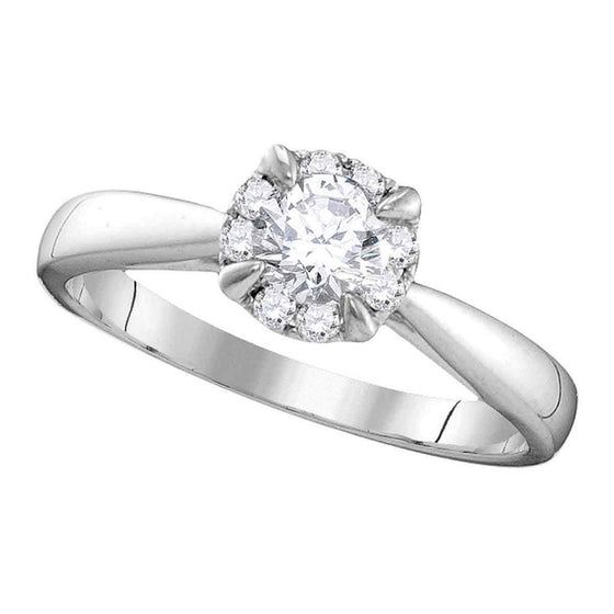 14k White Gold Round Diamond Solitaire Bridal Wedding Engagement Ring 1/2 Cttw