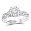 14k White Gold Round Diamond Twist Bridal Wedding Ring Band Set 5/8 Cttw