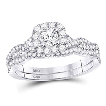  14k White Gold Round Diamond Twist Bridal Wedding Ring Band Set 5/8 Cttw