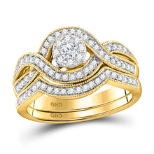  10k Yellow Gold Round Diamond Bridal Wedding Ring Band Set 1/2 Cttw